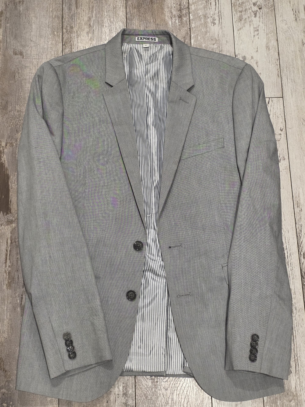 38R Men's Express Innovator Blazer Skinny Fit Gray 100% Cotton Sport Coat